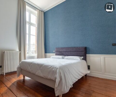 chambre bleue et beige sur mesure