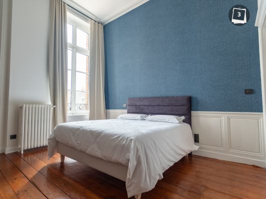 chambre bleue et beige sur mesure